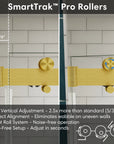 SmartTrak adjustable rollers system for 54 x 76 frameless double sliding shower doors, ensuring smooth and silent alignment | Ace Decor