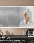 Rectangular Framed Dimmable Anti-Fog LED Wall Bathroom Vanity Mirror