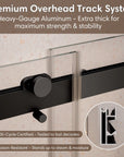60" x 74" Black Frameless Double Sliding Shower Door with Soft-Close - Leak-Proof, Easy-Clean