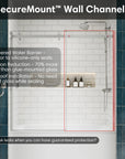 SecureMount wall channels for bathtub sliding glass doors frameless, ensuring stable fixed glass installation with waterproof seal, size 60 x 58 inches | Ace Decor