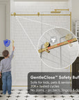 GentleClose safety buffer for gold frameless shower door, size 60 x 74, ensuring soft close and safety protection | Ace Decor