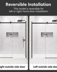 Lumora Series 54" x 74" Frameless Single Sliding Shower Door - Matte Black