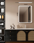 24"x36" Rectangular Framed Dimmable Anti-Fog LED Wall Bathroom Vanity Mirror