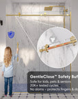 GentleClose safety buffer for gold frameless shower door, size 60 x 74, ensuring soft close and safety protection | Ace Decor