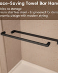 60" x 74" Black Frameless Double Sliding Shower Door with Soft-Close - Leak-Proof, Easy-Clean