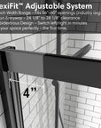 Aurevo-X Series 60" x 74" Minimalist Frameless Sliding Shower Door In Matte Black