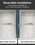 Shower door sliding frameless, size 60 x 74 inches, reversible installation for left or right outside side door options | Ace Decor