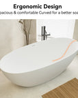 A modern freestanding bathtub with an ergonomic curved design, offering spacious and comfortable soaking. |ACE DECOR