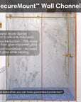 SecureMount wall channels for gold frameless shower door, size 60 x 74, ensuring stable and leak-proof installation | Ace Decor