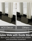 Bottom guide block of 60 x 70 ace decor shower door, designed for stable sliding and smoother movement. | Ace Decor