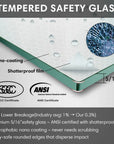 Tempered safety glass for frameless brushed gold shower door 48 x 74 with shatterproof film and nano-coating. | Ace Decor