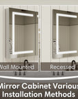 Pro Shower 48x30/60x30 LED Medicine Cabinet supports recessed or wall-mounted installation.
