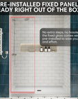 Pre-installed fixed panel of pivot shower door, ready to use out of the box for quick installation | Ace Decor