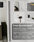 QuickInstall kit for matte black sliding shower door, frameless 48 x 74 | Ace Decor