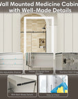 Pro Shower 24x30 LED Medicine Cabinet with premium hardware, adjustable glass shelves, and easy-to-clean design.