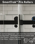 Frameless sliding shower screen, 48 x 74 inches, SmartTrak pro rollers with vertical adjustment for smooth operation | Ace Decor