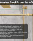 Stainless steel top frame benefits of gold frameless shower door, size 60 x 74 | Ace Decor