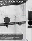 SmartTrack anti-jump system for black frameless sliding shower door, size 60 x 74 | Ace Decor