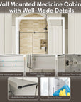 Pro Shower 36x30 LED Medicine Cabinet with premium hinges and frames, adjustable shelves, and easy-to-clean design.