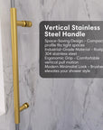 Vertical stainless steel handle on gold frameless shower door, size 60 x 74 | Ace Decor