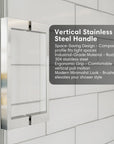 Vertical stainless steel handle on bathtub sliding glass doors frameless, ergonomic design, size 60 x 58 inches | Ace Decor