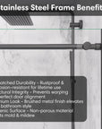 Stainless steel top frame benefits of black frameless sliding shower door, size 60 x 74 | Ace Decor