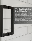 Vertical stainless steel handle for shower door sliding frameless, ergonomic and modern design, dimensions 54 x 74 inches | Ace Decor