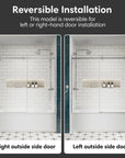 Reversible installation for shower door sliding frameless, supports left or right-hand setup, size 60 x 58 inches | Ace Decor