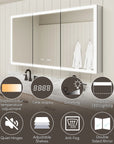 Triple-door medicine cabinet features with dimming, anti-fog, LED lighting, and more