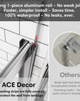 Seamless aluminum rail design for sliding shower doors brushed nickel, frameless style, size 60 x 74, with waterproof sealing strips to prevent leaks | Ace Decor