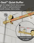 D-Seal quiet buffer for gold frameless shower door, size 60 x 74, providing edge-to-edge shock absorption and noise-free closing | Ace Decor