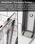 D-seal buffer design for sliding shower doors brushed nickel, frameless style, size 60 x 74, ensuring wall protection and firm side guide | Ace Decor
