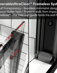 Aurevo-X Series 60" x 74" Minimalist Frameless Sliding Shower Door In Matte Black