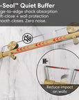 D-Seal quiet buffer for gold frameless shower door, size 60 x 74, providing edge-to-edge shock absorption and noise-free closing | Ace Decor