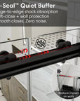 D-Seal quiet buffer for matte black sliding shower door, frameless 48 x 74 | Ace Decor
