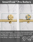 SmartTrak pro rollers with vertical adjustment for gold frameless shower door, size 60 x 74 | Ace Decor