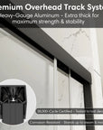 Premium overhead aluminum track system on 60 x 70 ace decor shower door, providing strength, stability, and durability. | Ace Decor
