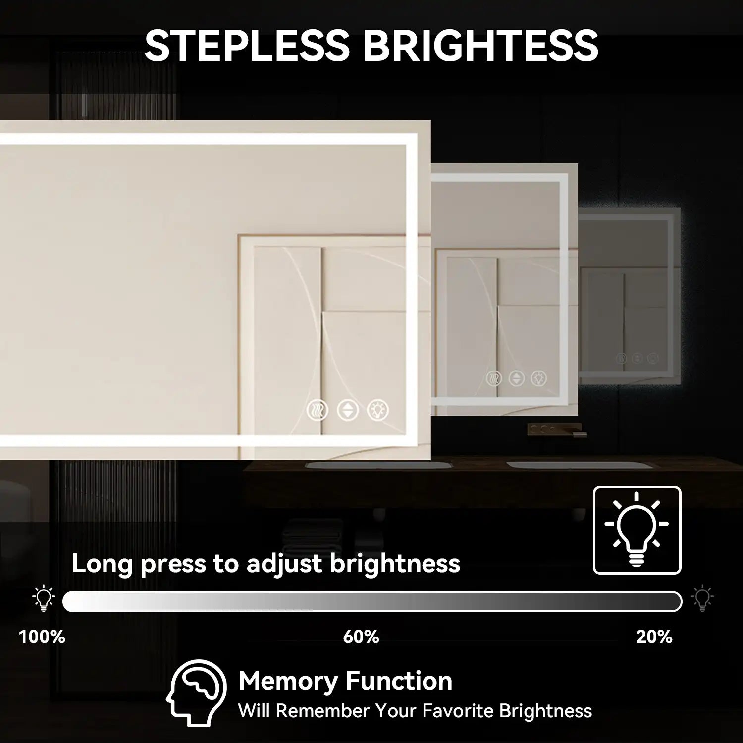 Adjustable LED Bathroom Vanity Mirror with Brightness Memory – Anti Fog