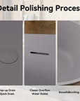 Stone Resin Freestanding Soaking Bathtub color:Matte Gray