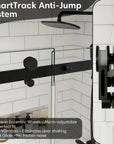SmartTrack anti-jump system for shower door sliding frameless, 60 x 74 inches, ensuring stability with precision wheels and smooth glide | Ace Decor