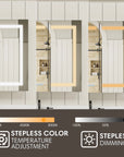 Pro Shower 36x30 LED Medicine Cabinet with stepless color temperature and brightness adjustment.