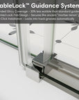 Shower door sliding frameless, size 60 x 74 inches, with StableLock guidance system ensuring stability and secure bottom track installation | Ace Decor
