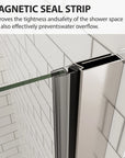Magnetic seal and waterproof strips ensure tight closure, helping prevent leaks and keep the bathroom floor dry.