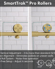 SmartTrak pro rollers with vertical adjustment for gold frameless shower door, size 60 x 74 | Ace Decor