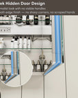 Hidden door handle design on Pro Shower LED Medicine Cabinet for sleek modern bathroom style.