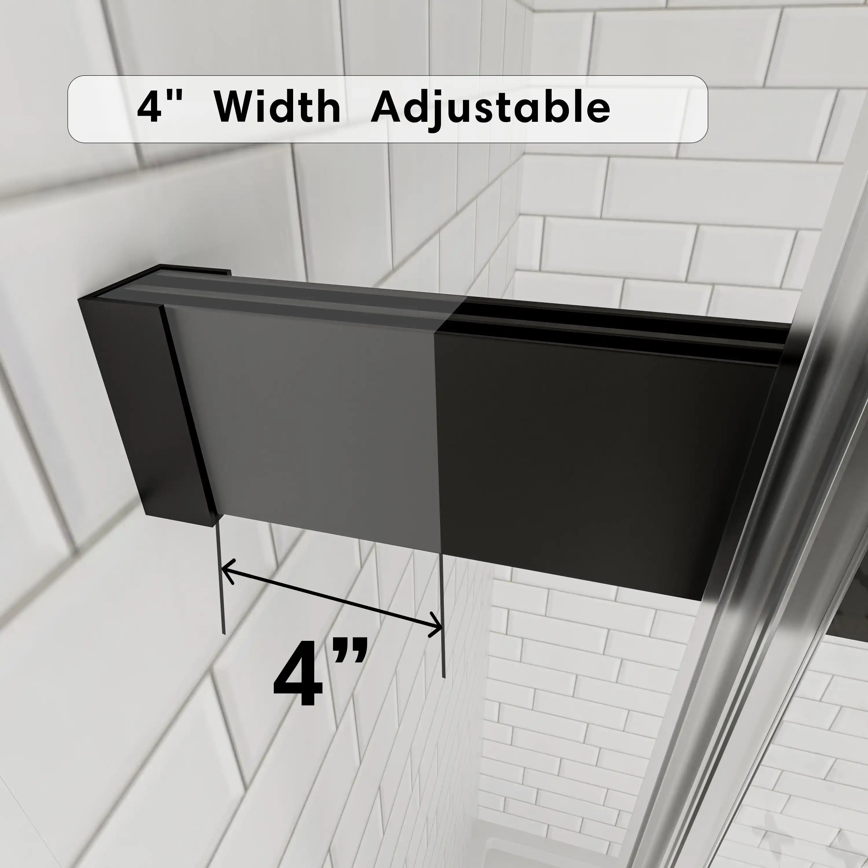 4-inch width adjustable matte black sliding shower door, frameless 48 x 74 | Ace Decor