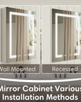 Pro Shower 24x30 LED Medicine Cabinet supports recessed or wall-mounted installation.