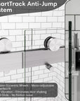 SmartTrack anti-jump system for sliding shower doors brushed nickel, frameless design, size 60 x 74 | Ace Decor