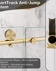SmartTrack anti-jump system for gold frameless shower door, size 60 x 74 | Ace Decor