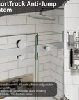 Shower door sliding frameless, size 60 x 74 inches, SmartTrack anti-jump system with precision wheels for smooth and safe operation | Ace Decor